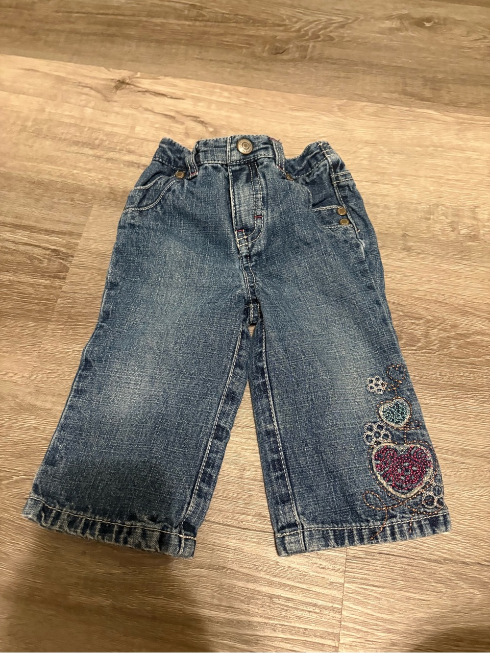 Sonoma Blue Denim Jeans with Heart Cluster Embroidery